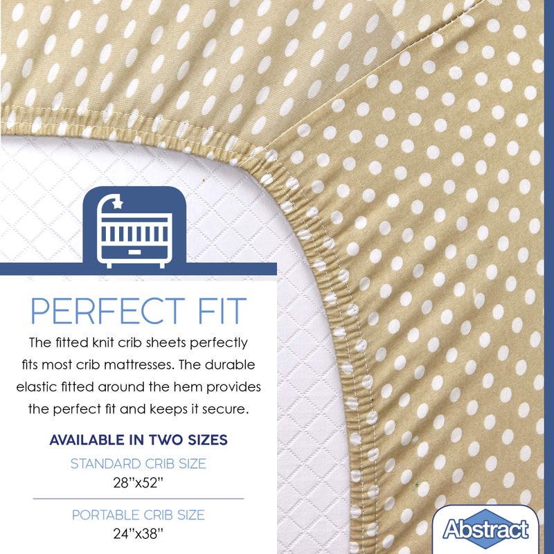 Abstract Cotton Crib Sheets - Fitted Crib Sheet for Standard Crib Mattress - Ultra Soft Crib Sheets for Boys Girls Baby - Universal - Snug Fitted - Cotton - 28"x52" (Beige Polka Dot) - Image 3